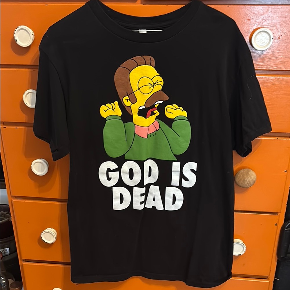 Black Graphic Tee with Cartoon Print